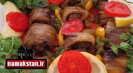 رولت بادمجان با گوشت چرخ کرده